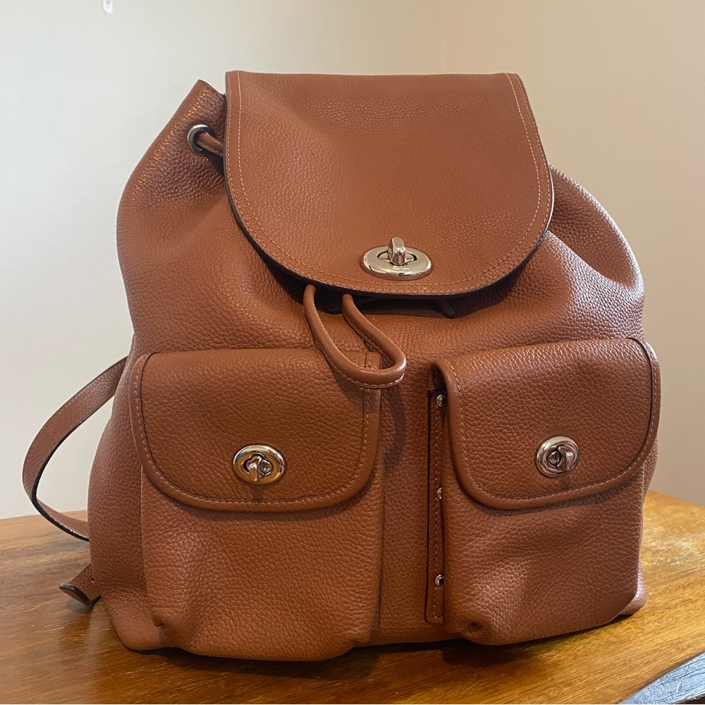 Auth Coach Leather Billie Saddle Brown Backpack